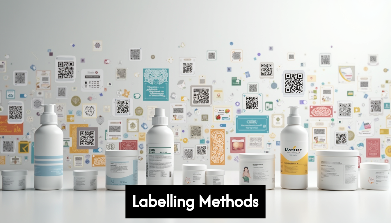 Illustration of diverse modern product labels.