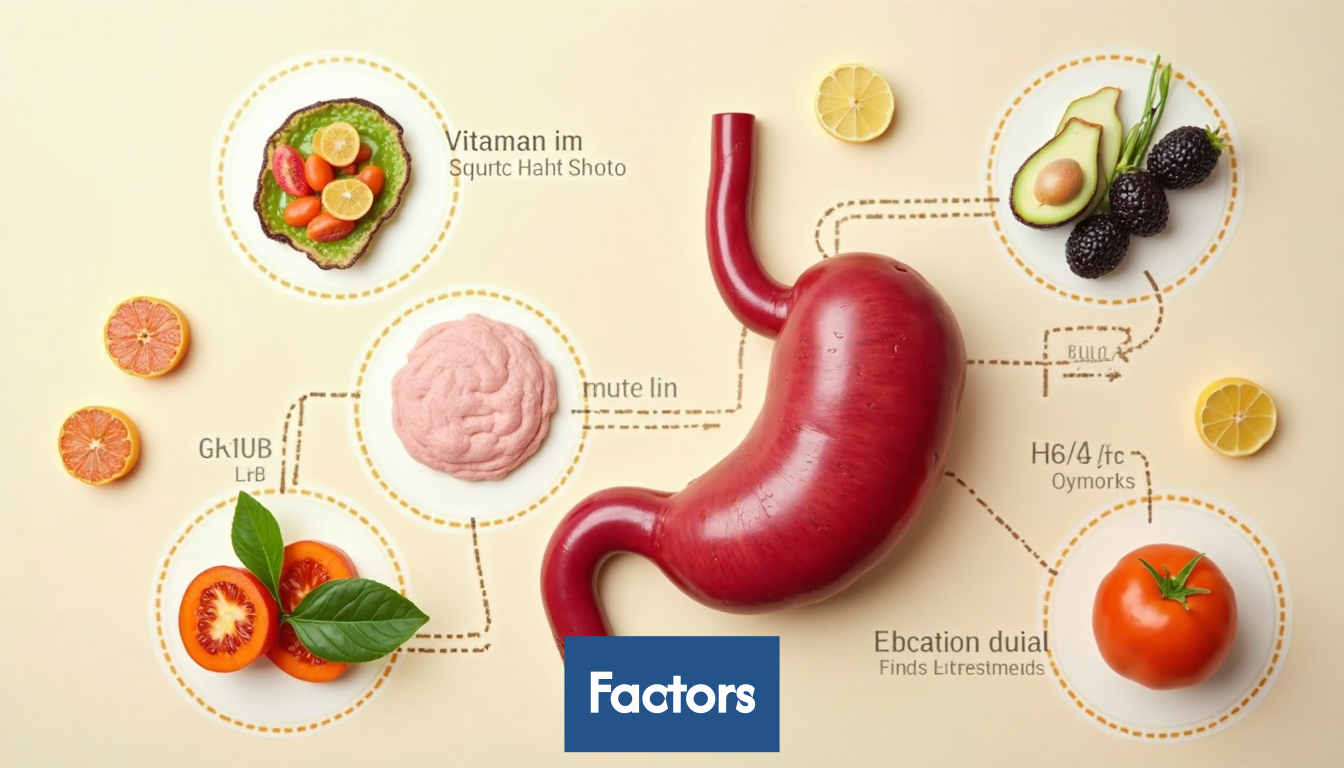 Illustration showing factors affecting vitamin absorption.
