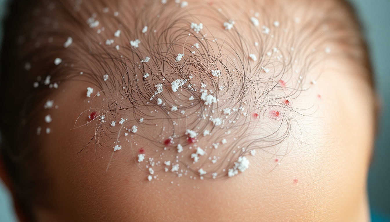 Close-up of irritated scalp