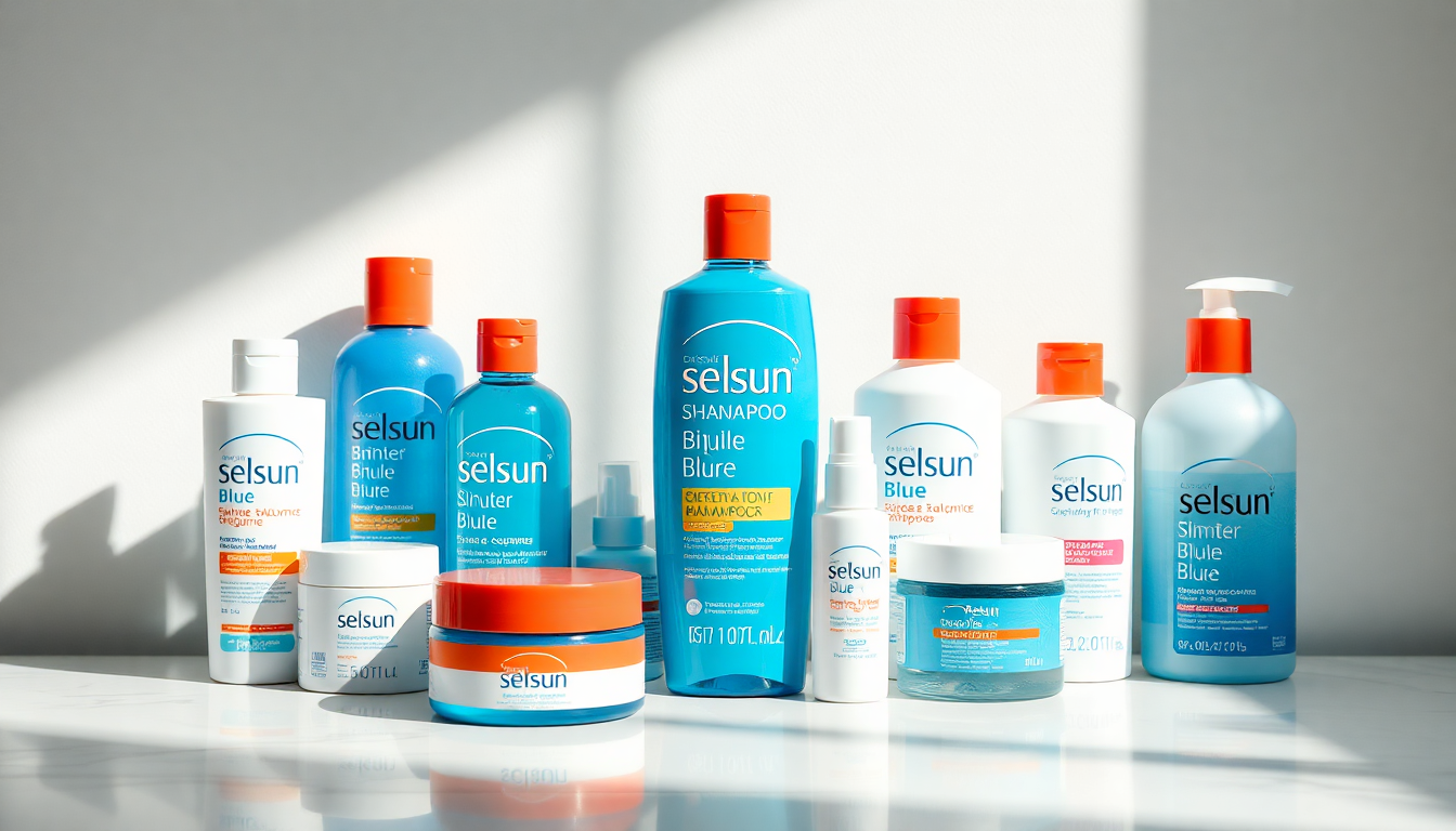 Skincare products with Selsun Blue
