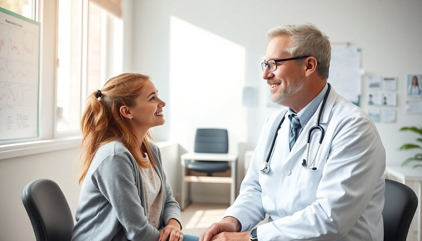 Teenager consulting doctor