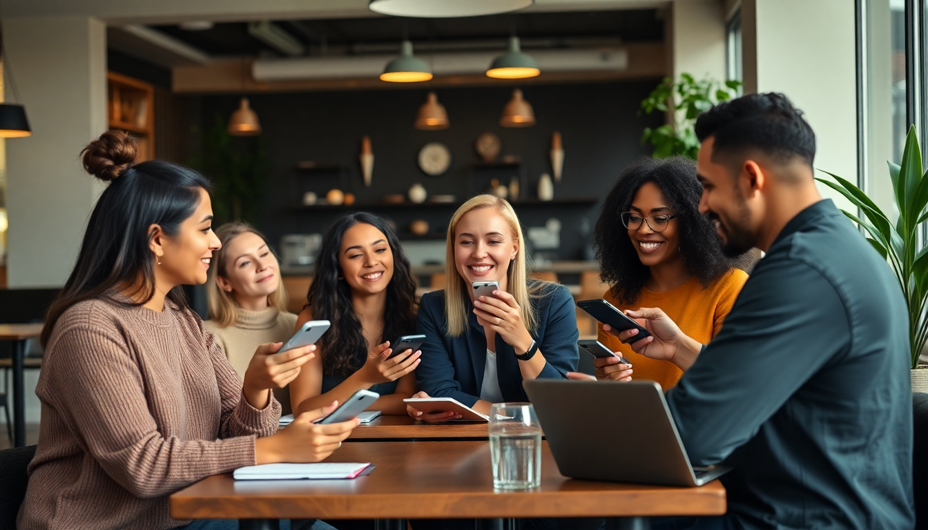 Influencers collaborating in a café