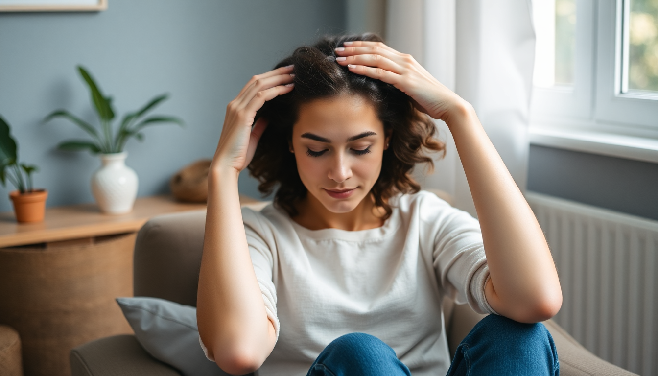 Person massaging scalp for healthy hair