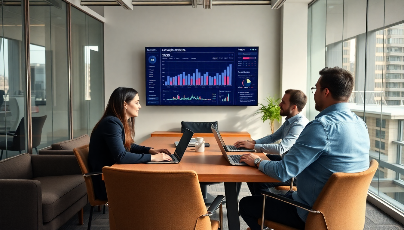 Team reviewing influencer campaign analytics