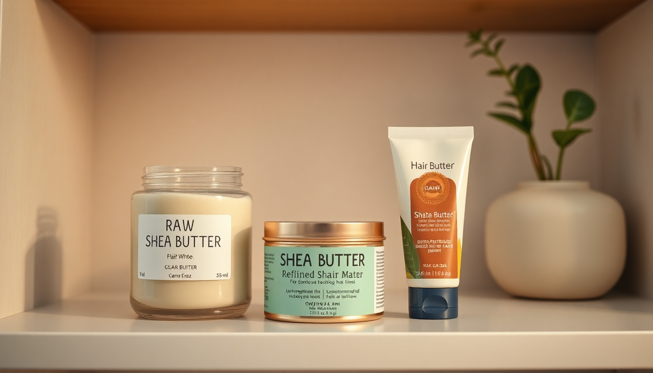 Variety of shea butter hair care products