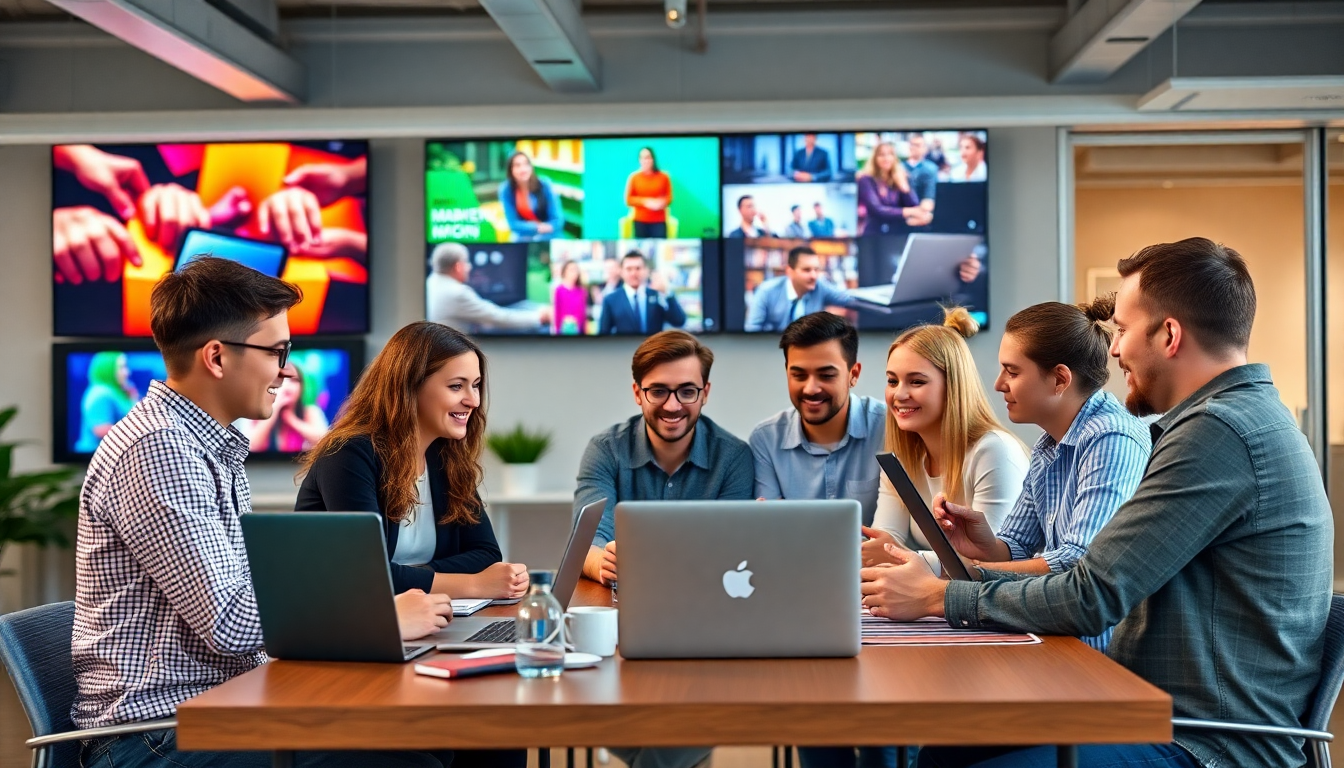 Young professionals collaborating in a modern office