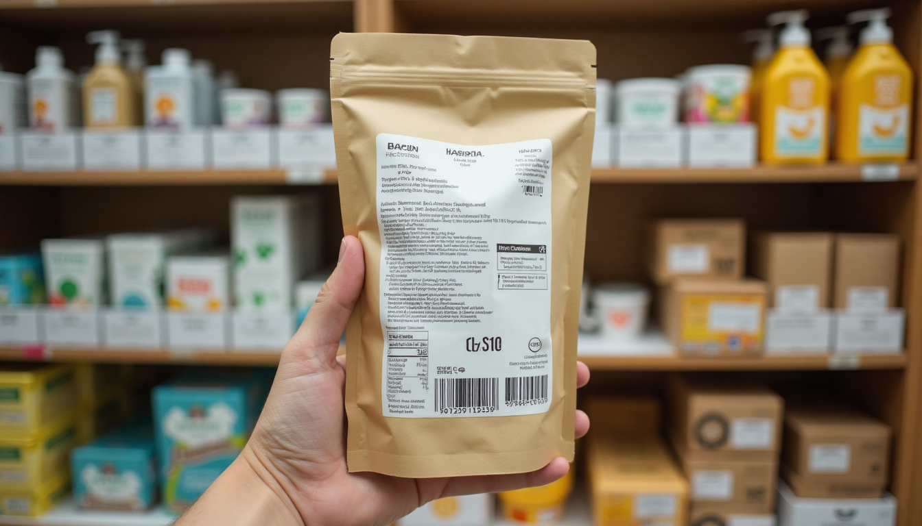Consumer goods packaging with informative labels