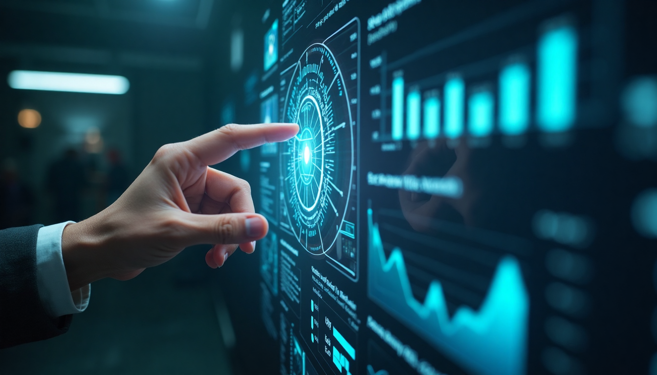 Person using a holographic data display