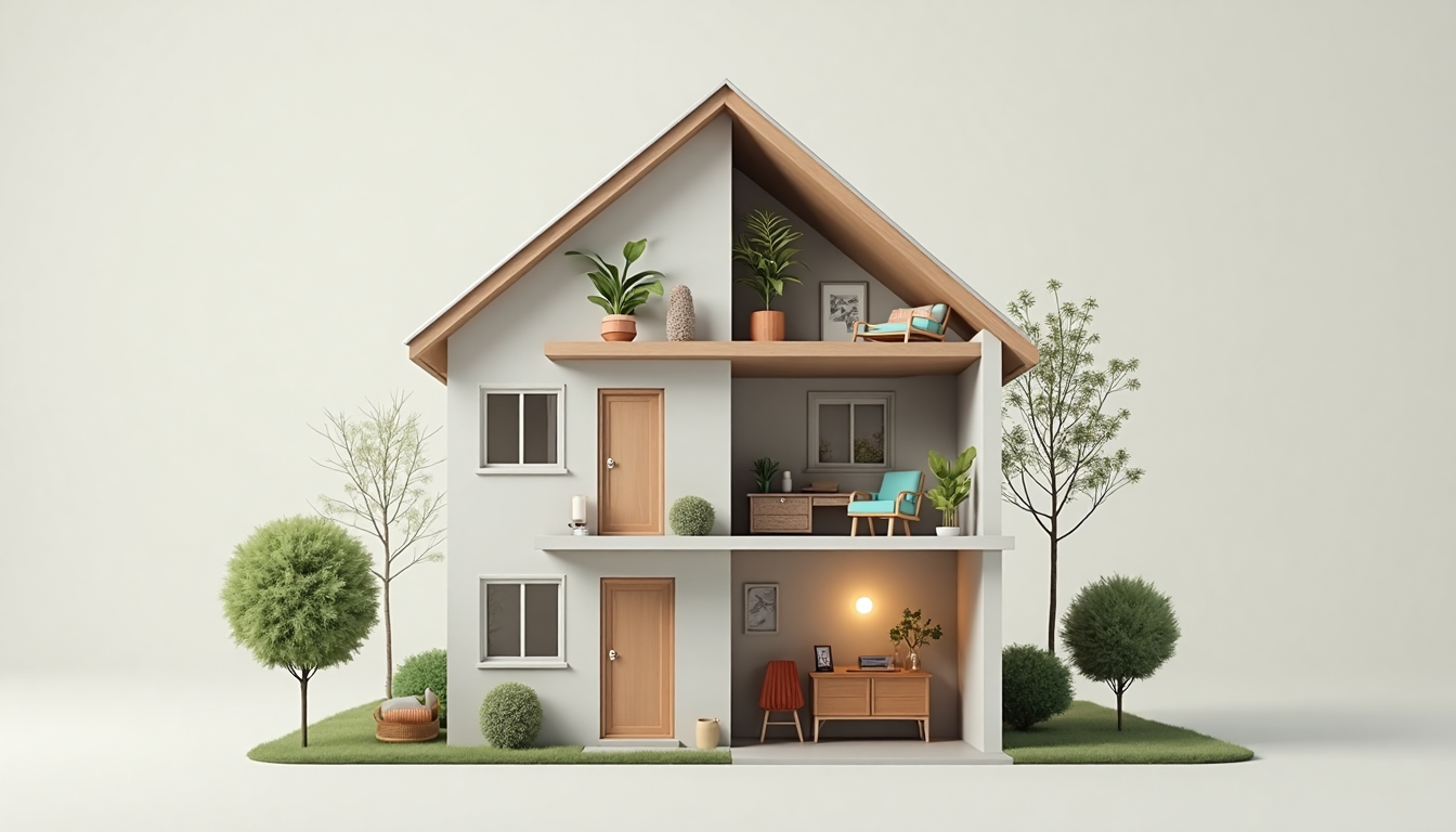 Graphic of a house split in two