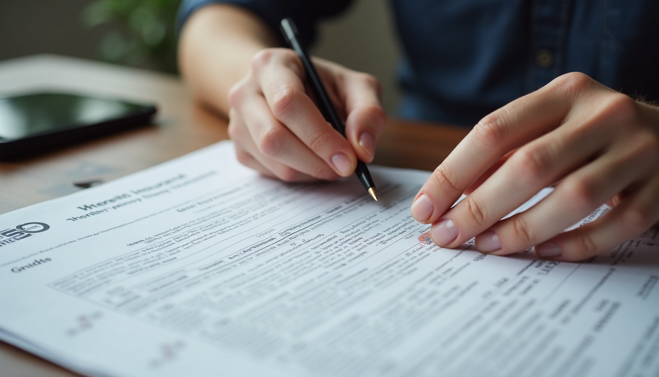 Hands reviewing insurance policy documents