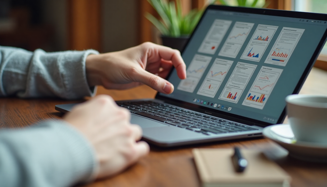 Choosing a digital marketing report template on a screen.