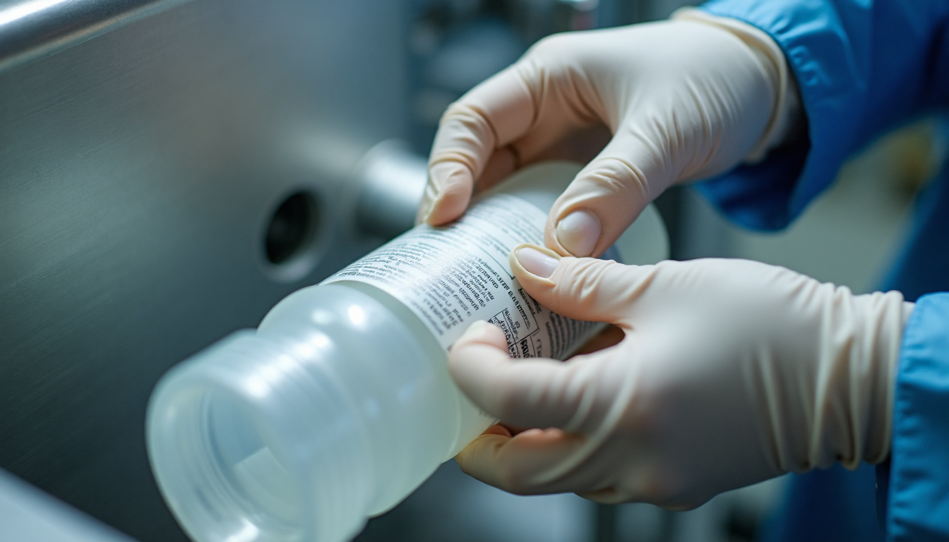 Hands applying labels onto products.