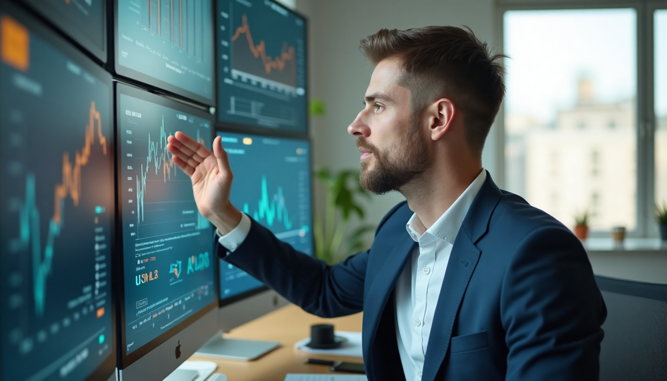 Person reviews rising digital growth charts.