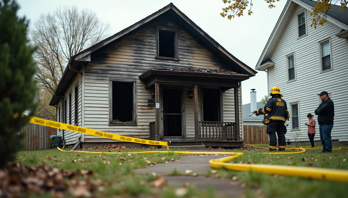 Fire Damage Insurance in Charlotte, NC: 2025 Guide for Property Owners 1 Fire-damaged home in Charlotte with firefighters present