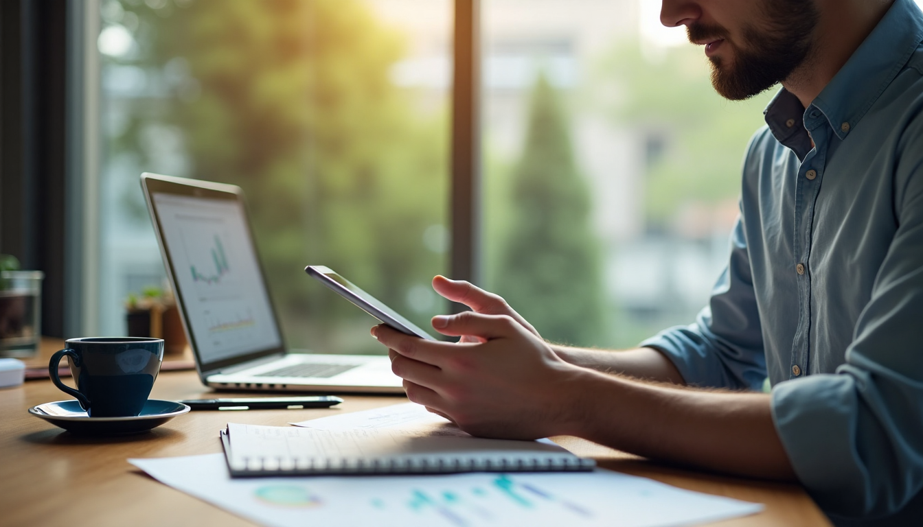 Business owner viewing digital analytics on tablet