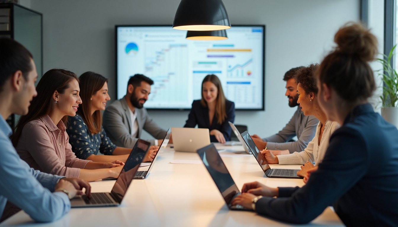 Small business team collaborating on marketing strategy