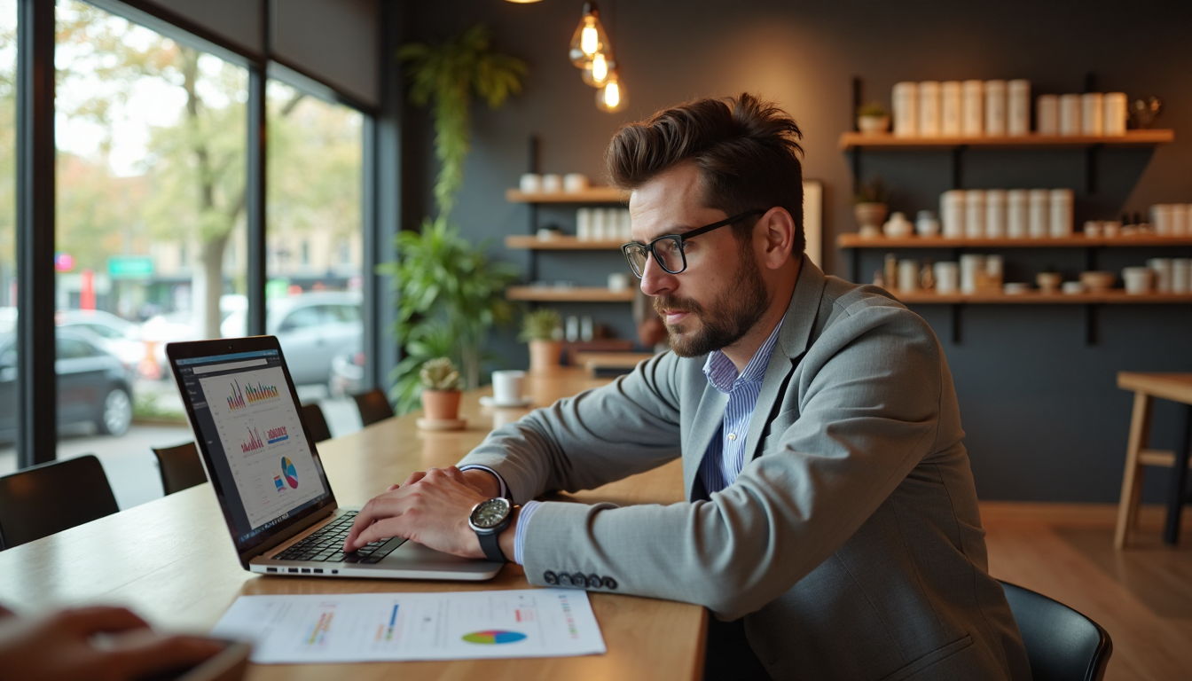 Business owner looks at digital marketing data