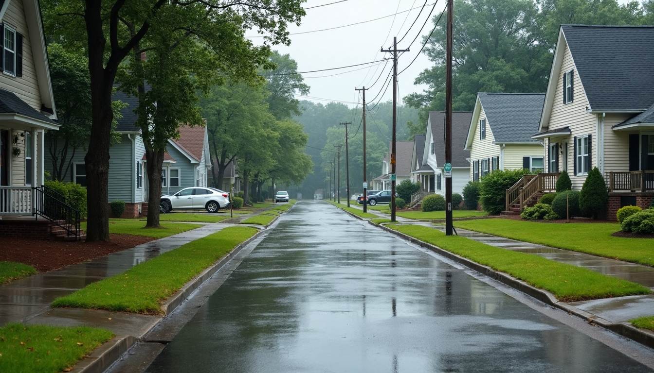Ultimate Water Damage Prevention Guide for Charlotte Property Owners 2025 1 Flooded Charlotte neighborhood with homeowners inspecting damage