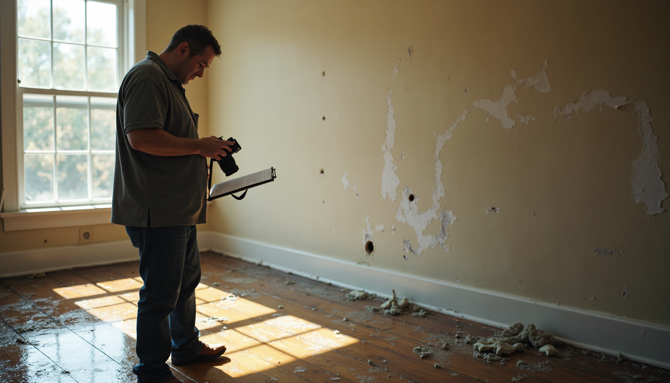 Home Renovation After Disaster: Charlotte, NC Solutions for 2025 3 Adjuster photographs home water damage