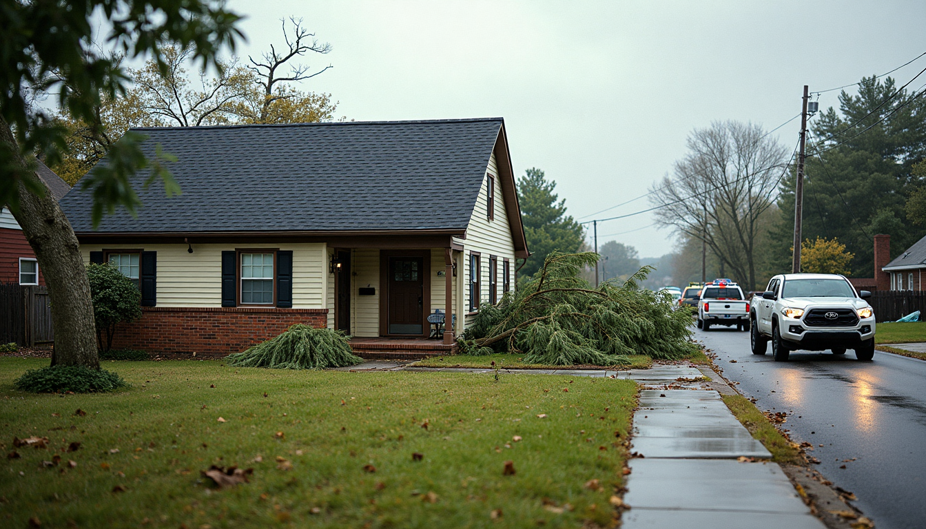 Hurricane Damage Repair in Charlotte, NC: 2025 Guide for Property Owners 1 Charlotte home showing hurricane storm damage