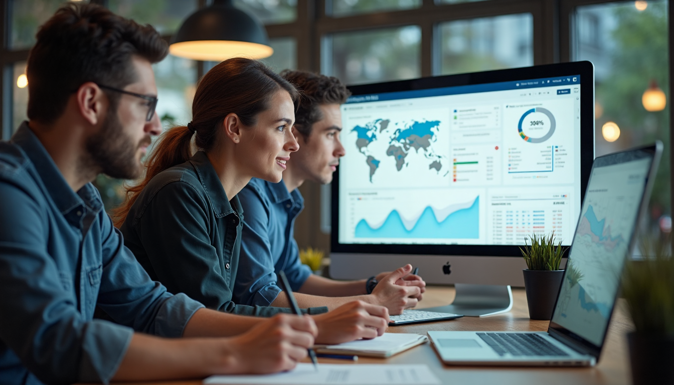 Marketing team analyzing website analytics