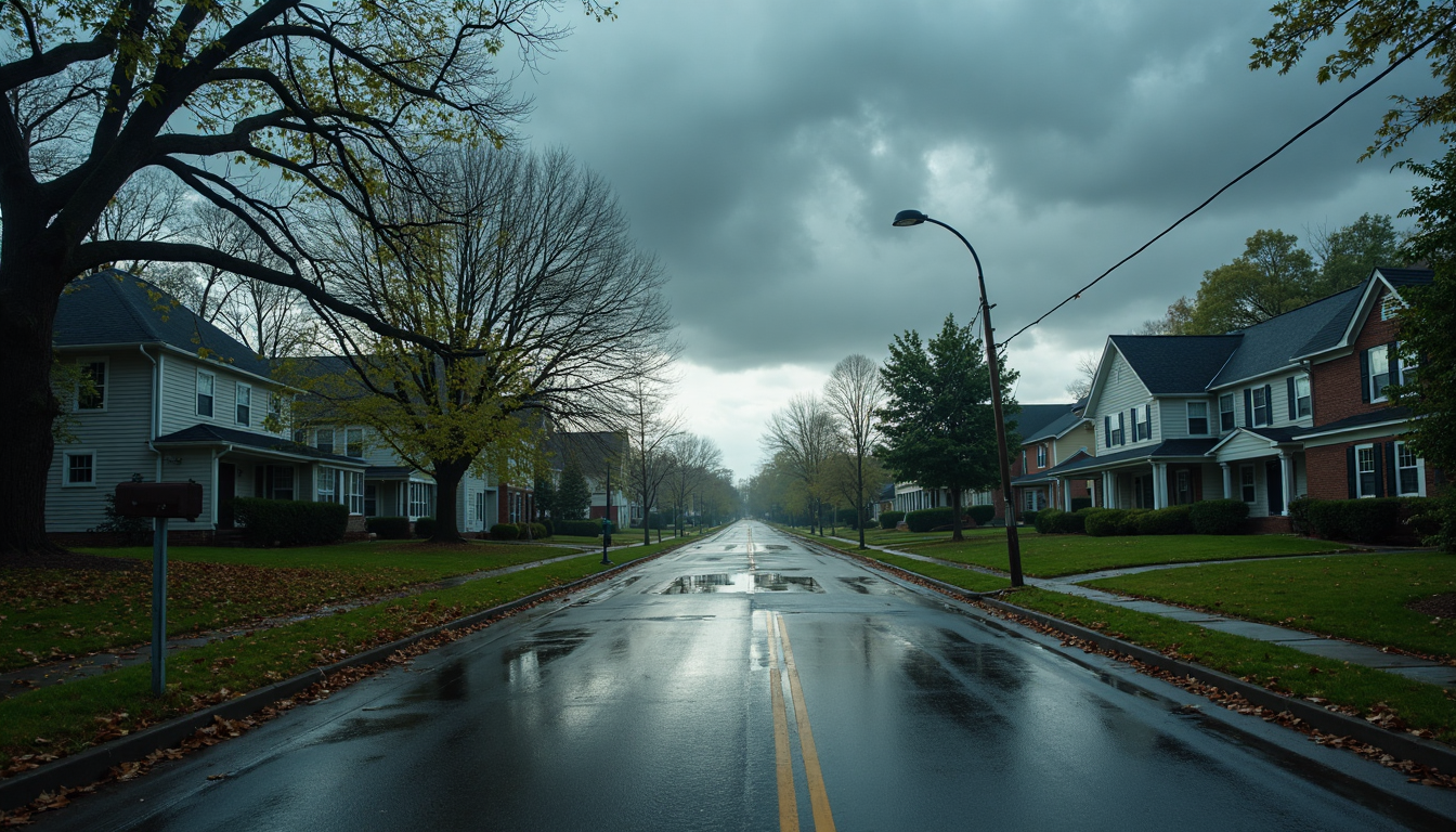 Charlotte neighborhood after a storm with visible damage
