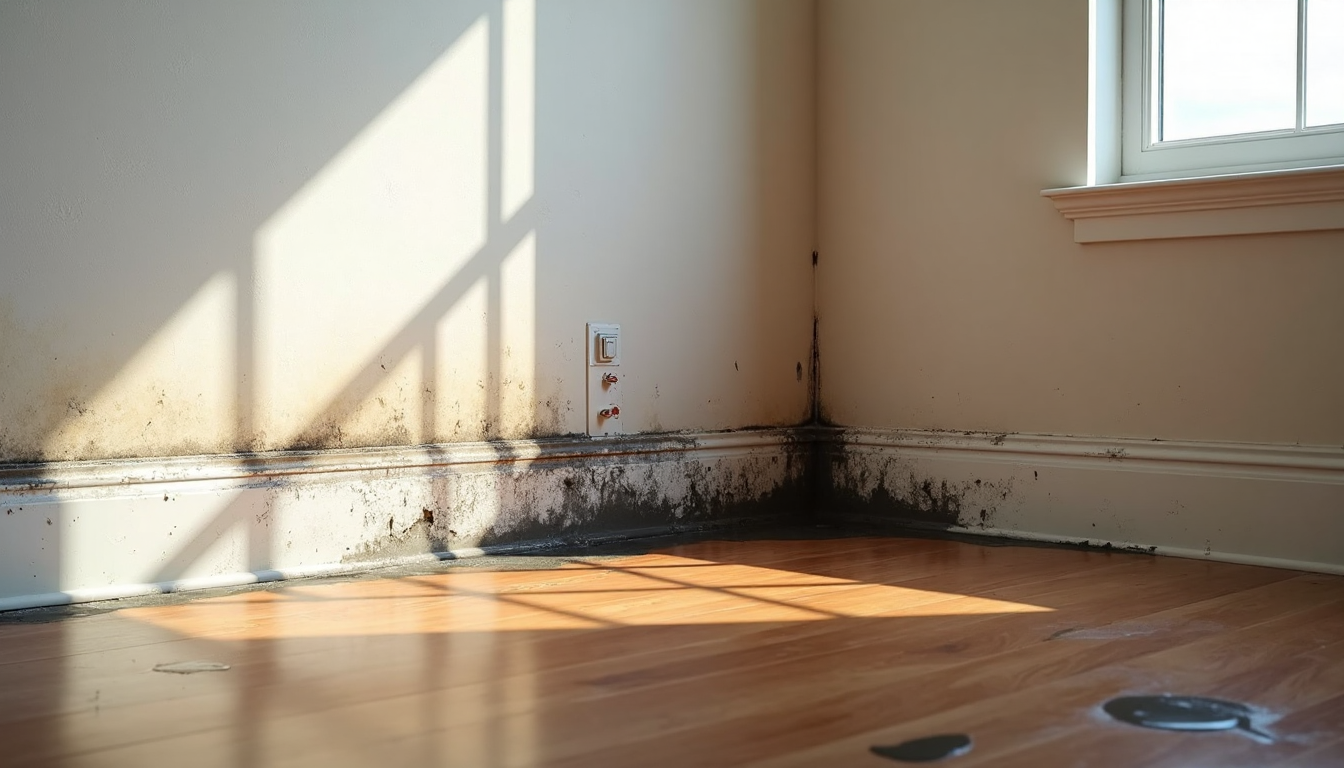Water-damaged wall and mold inside Charlotte home