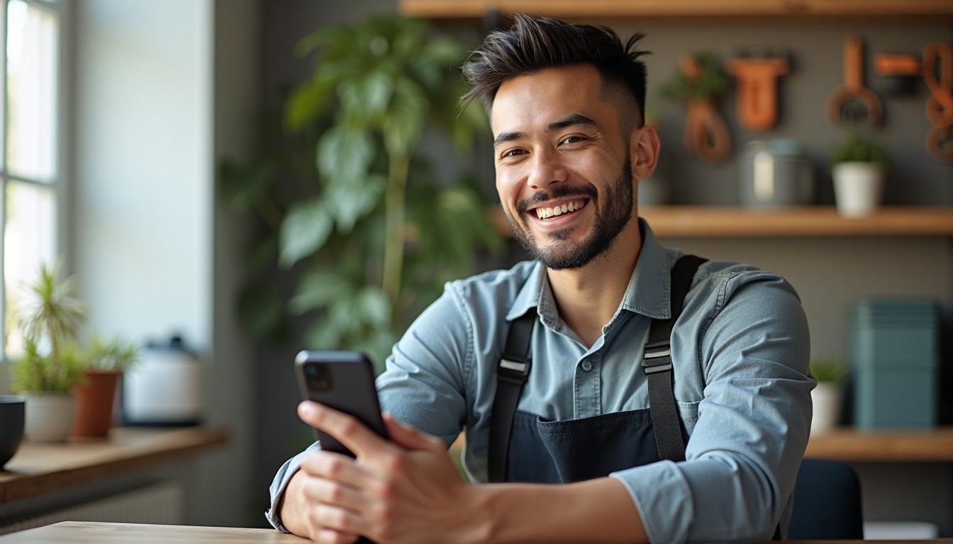 Home service professional making social media content
