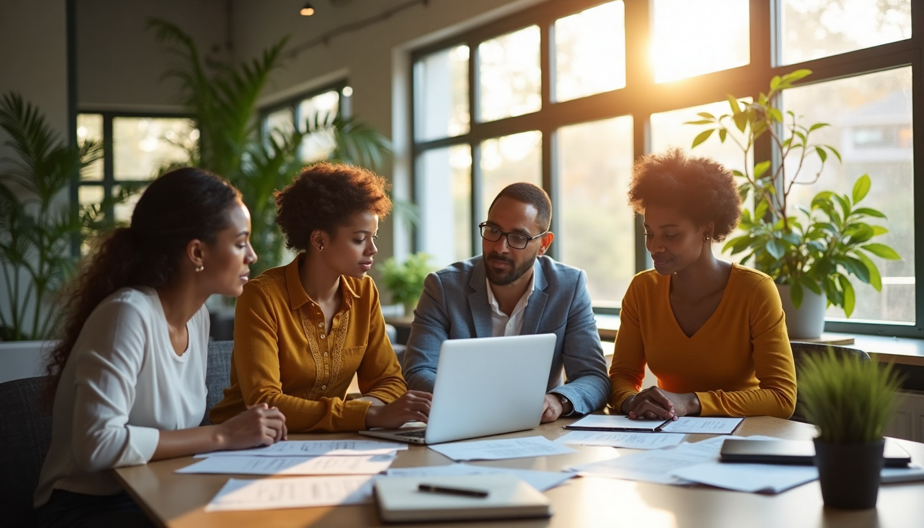 Business team working together in modern office