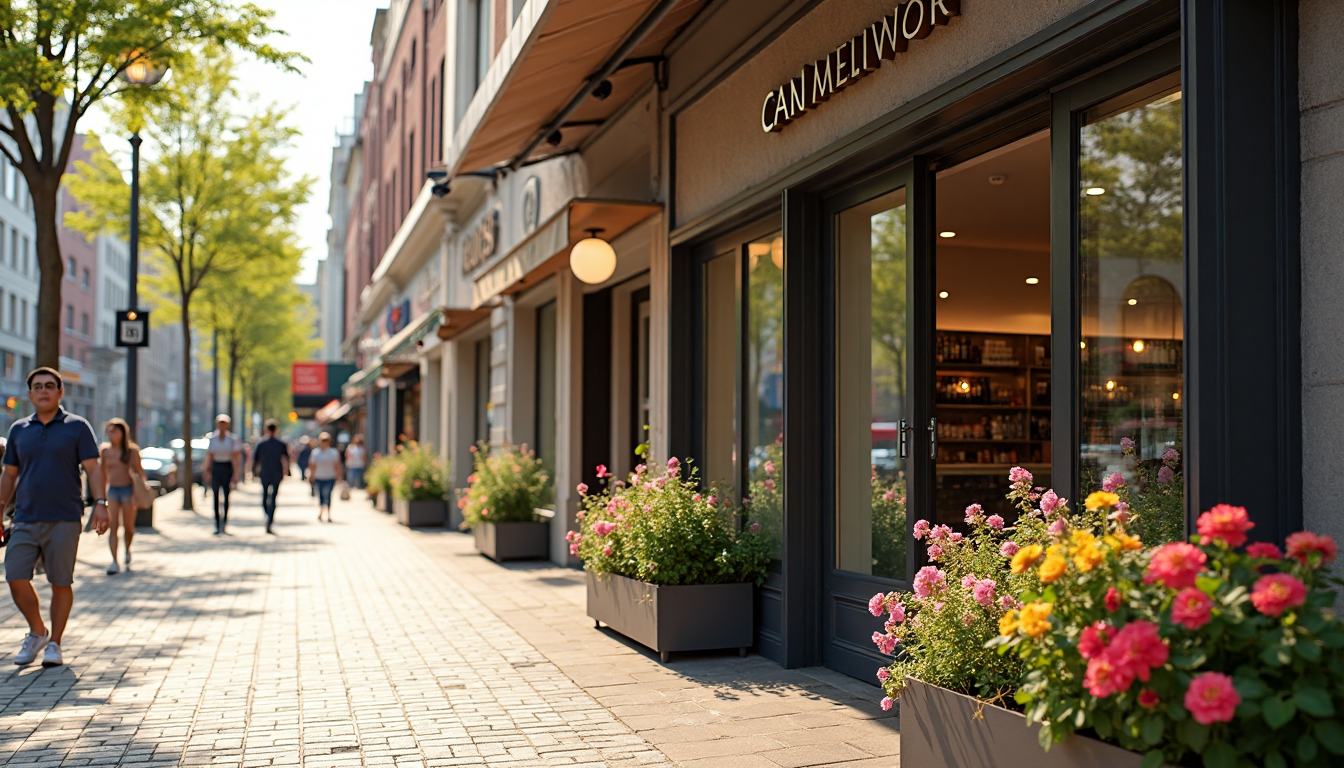 Modern storefront with clear open sign