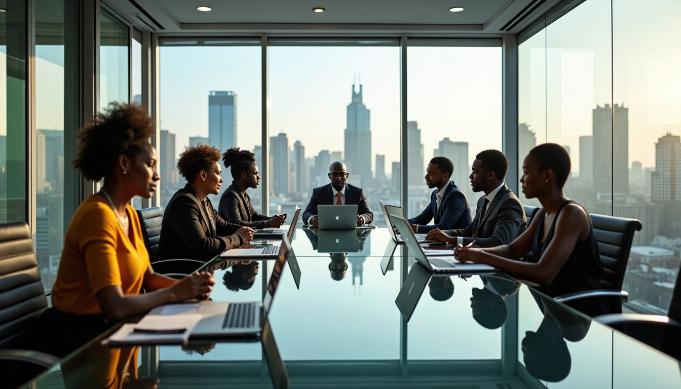 South African team working in office