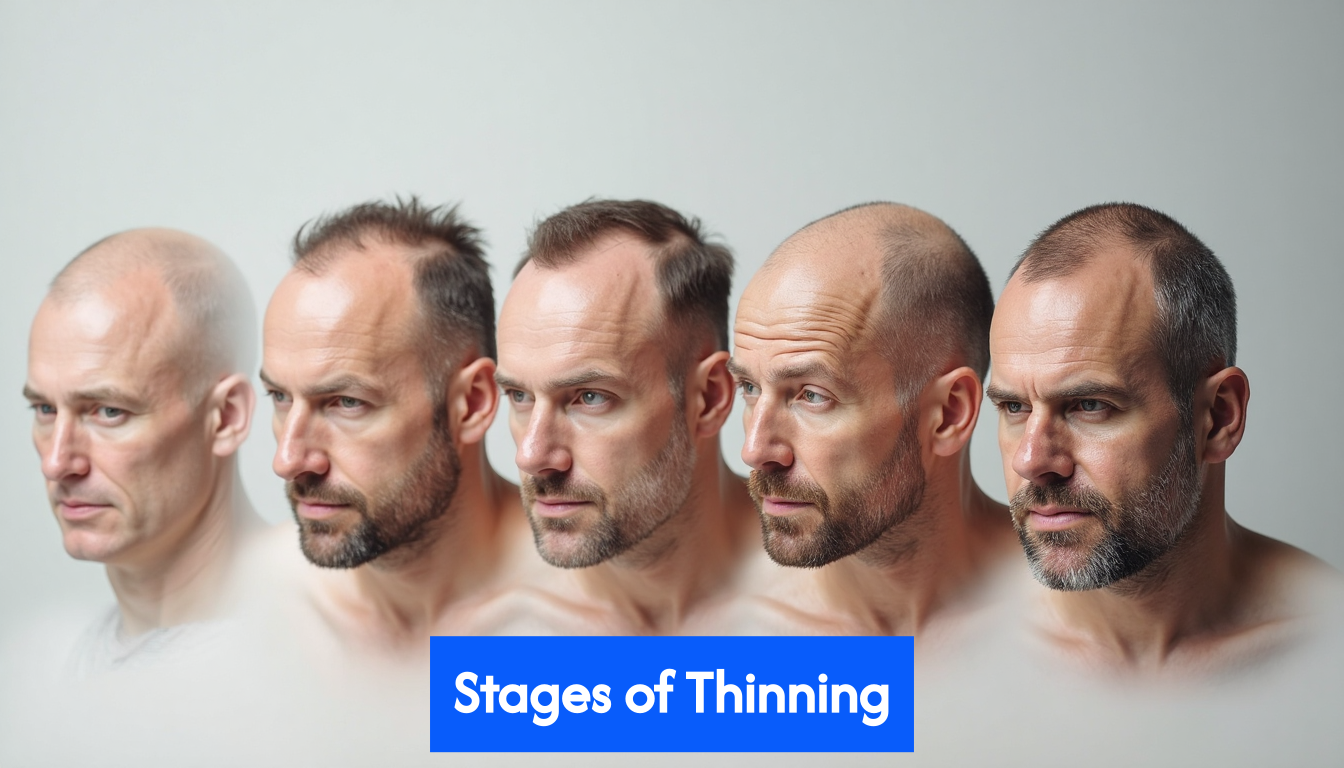 Images illustrating the stages of the Norwood-Hamilton scale.