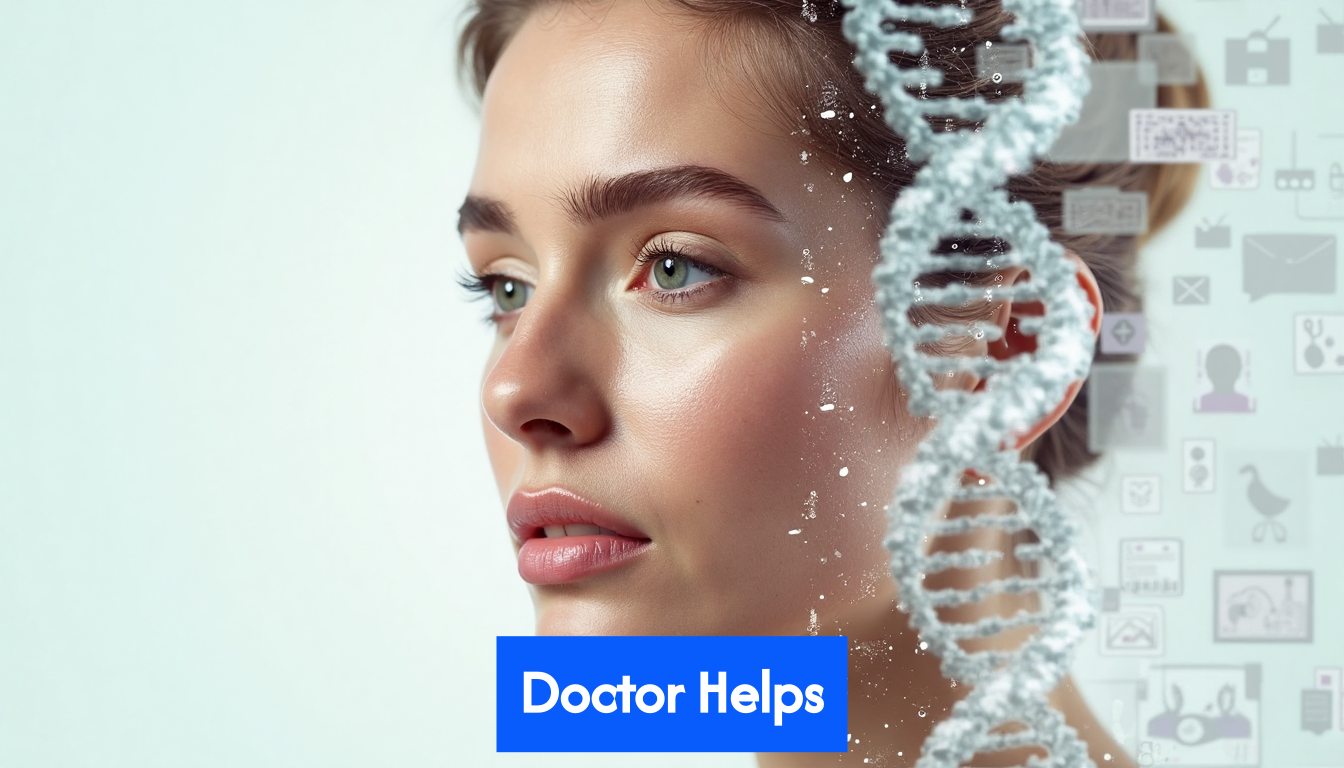 Images representing stress, genetics, and health issues related to hair loss.