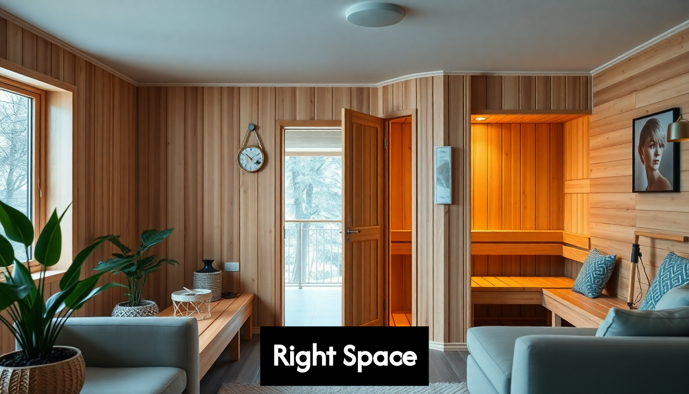 Indoor sauna room beside living space