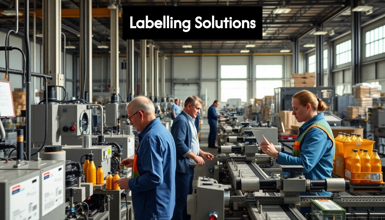 Industrial labelling machine in action