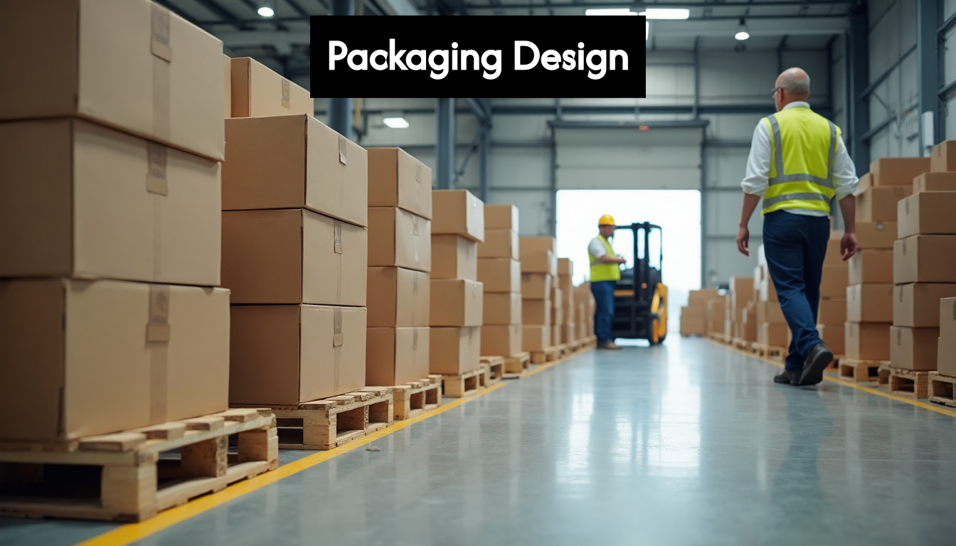 Industrial warehouse with modern packaging solutions being handled