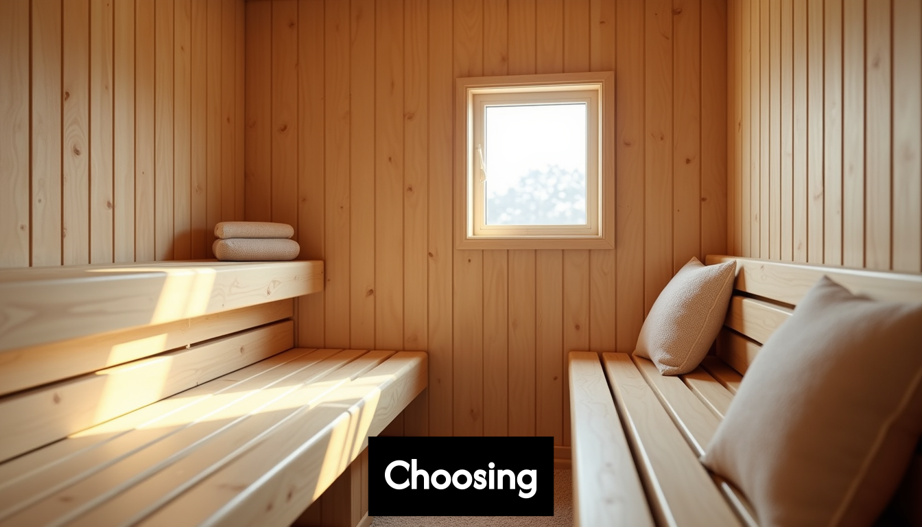 Interior of a modern home sauna with light wood.