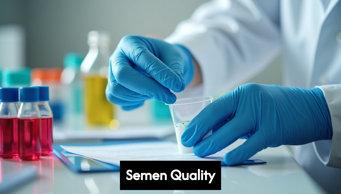 Lab technician prepares semen sample for analysis
