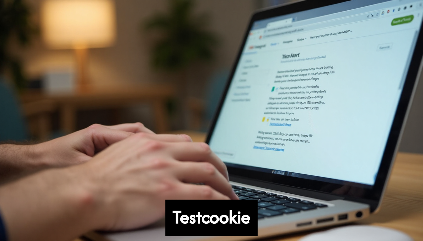 Laptop with cookie setup and privacy notice