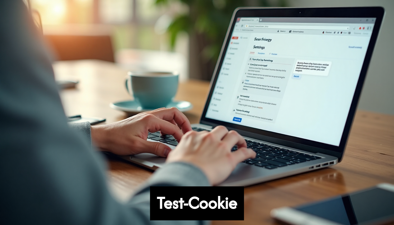 Laptop with cookie setup and privacy notice