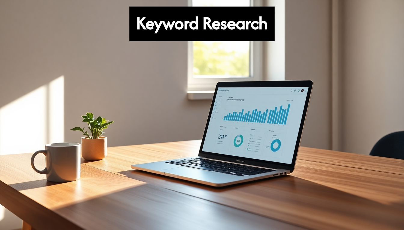 Laptop with website analytics on desk in well-lit workspace