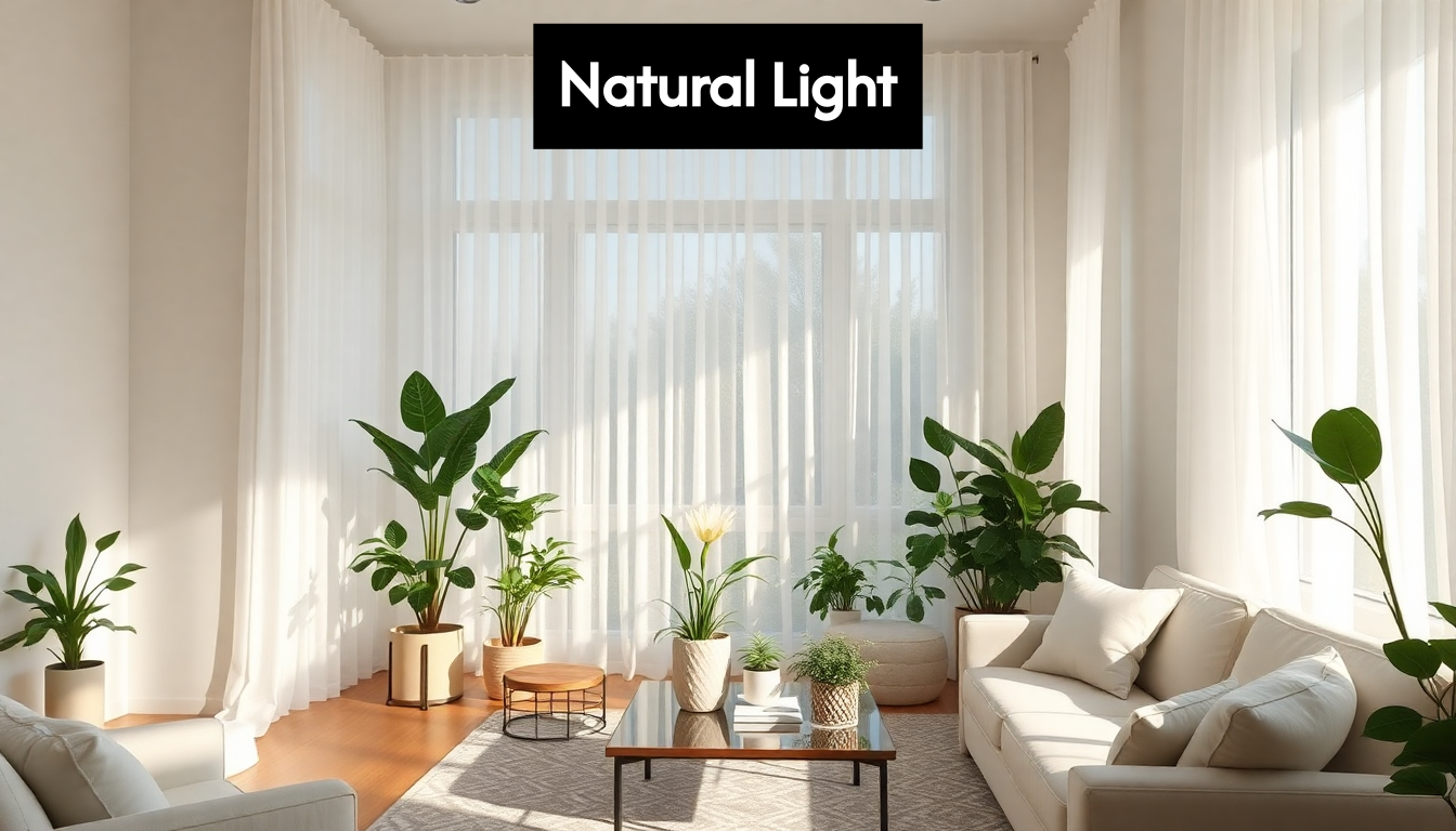 Living room with natural daylight and plants