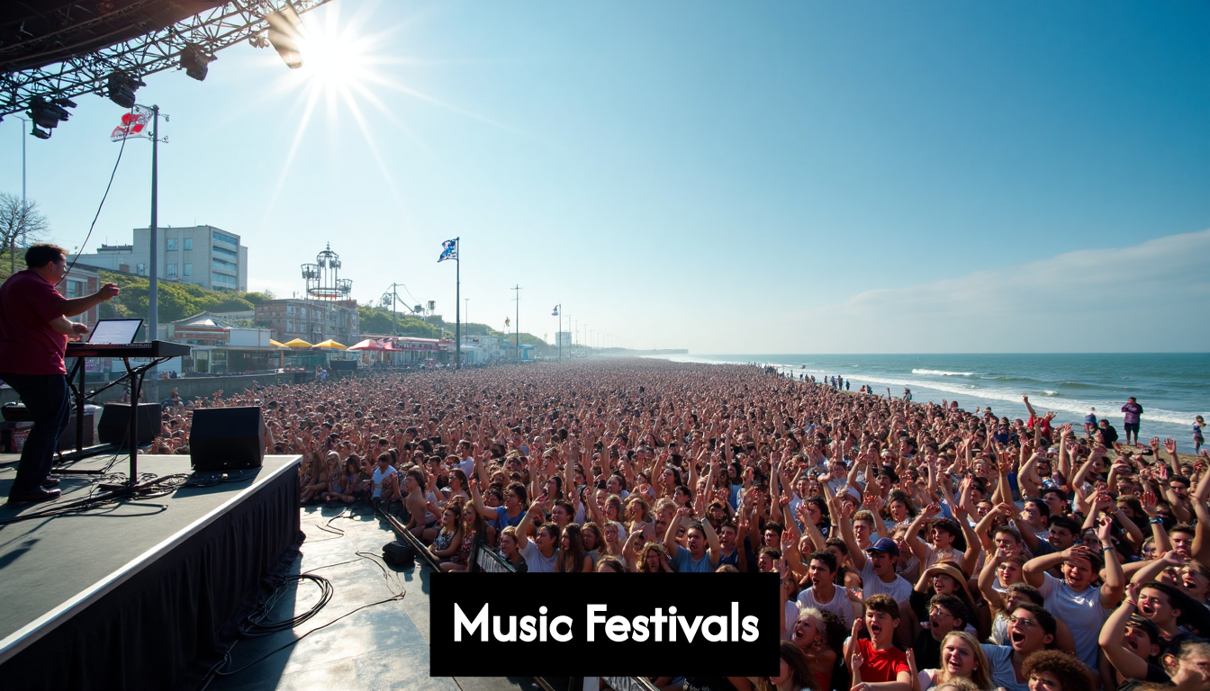 Local band playing at seaside music festival