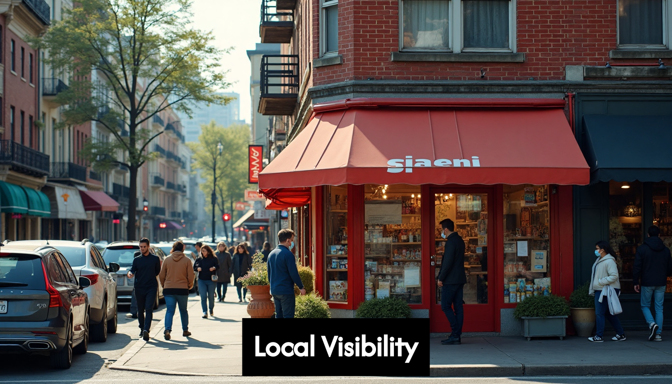 Local business storefront attracting customers