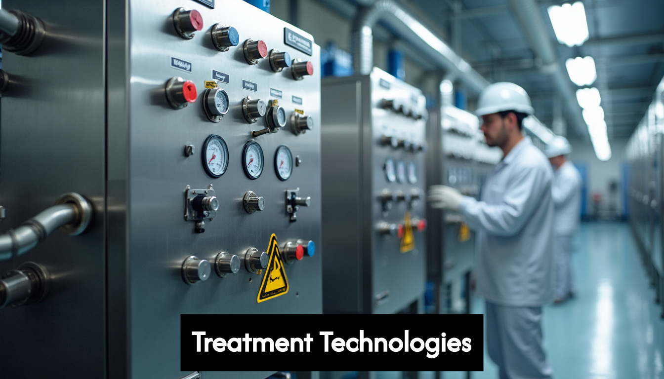 Machinery processing liquid waste in treatment plant