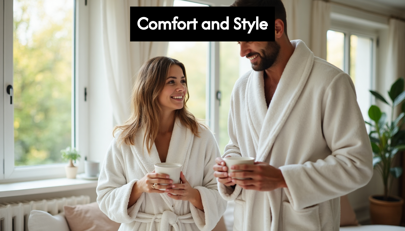 Man and woman in comfortable stylish robes