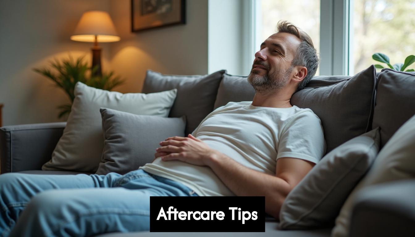 Man recovering at home after vasectomy
