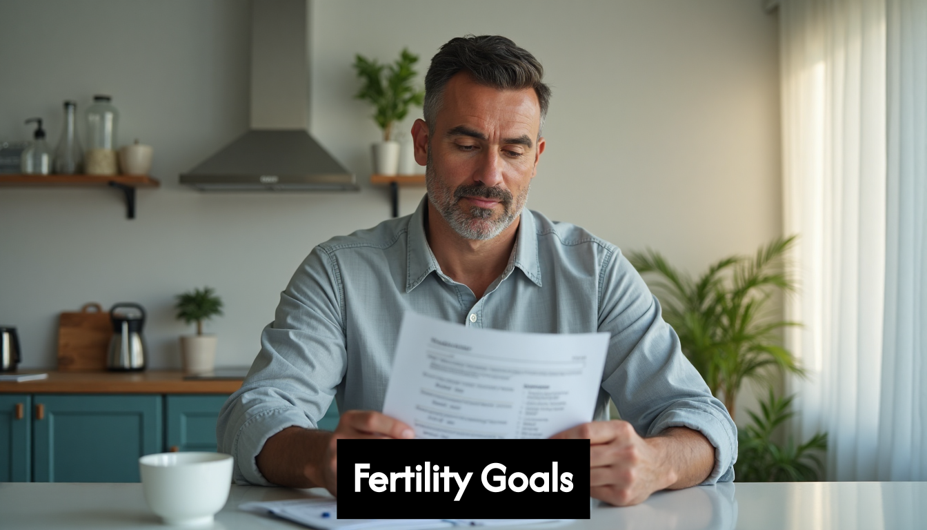 Man using at-home semen analysis kit in bright private room
