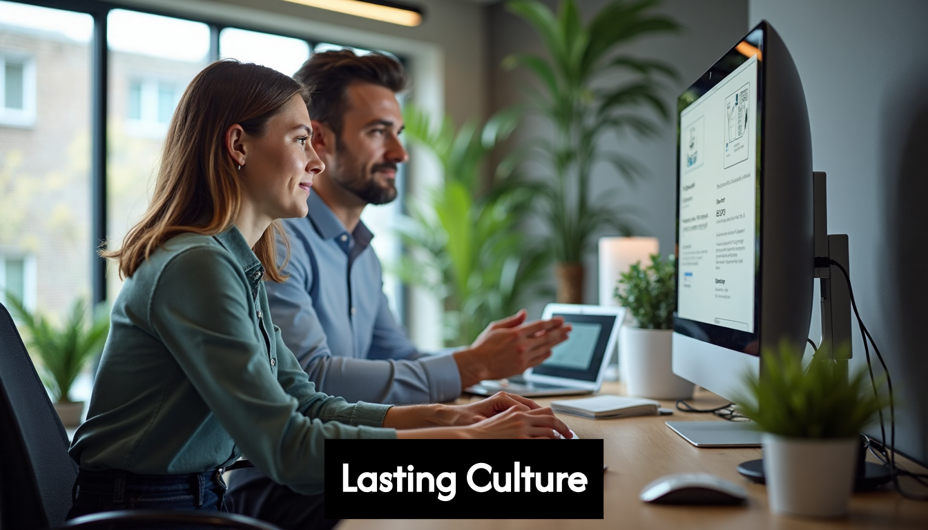 Manager mentoring employee using online training