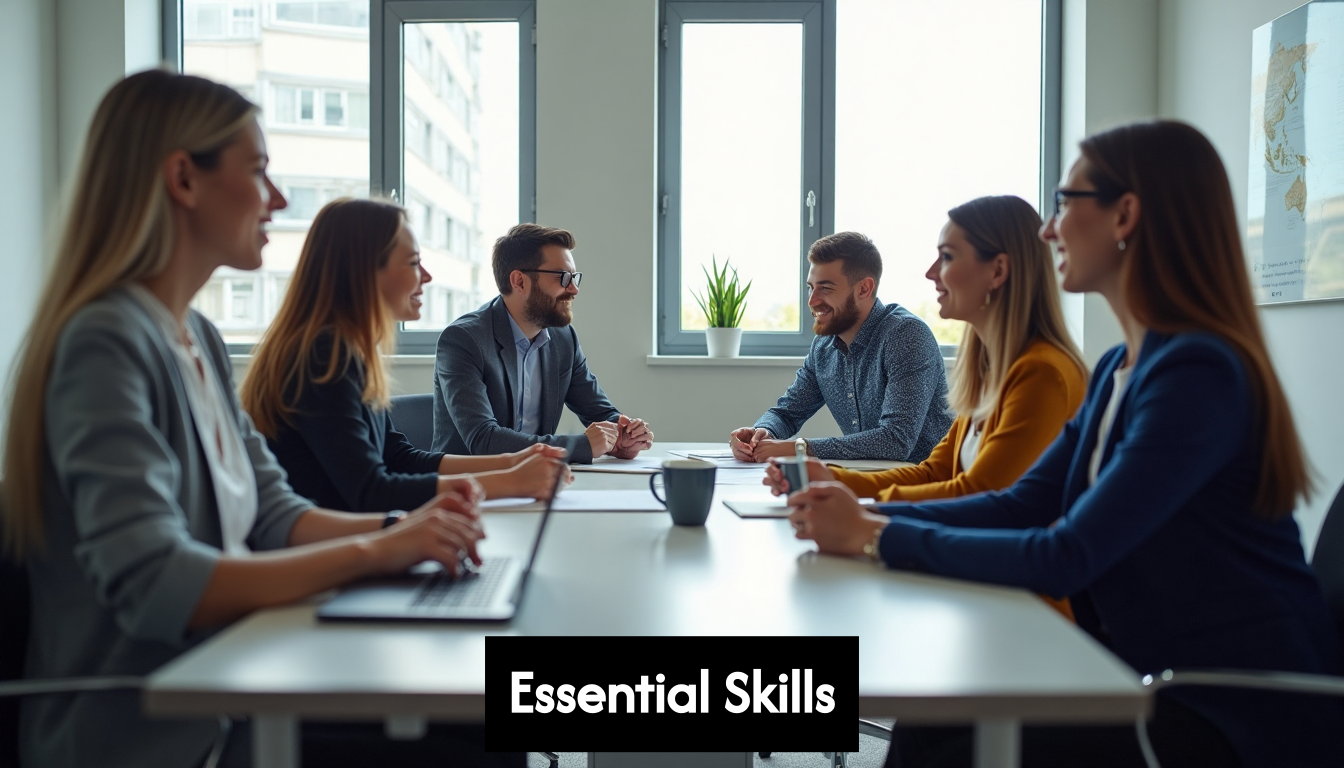 Managers collaborating around modern conference table
